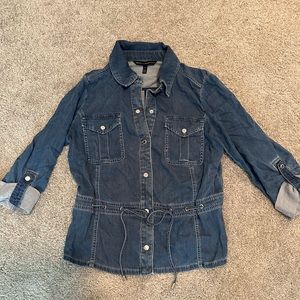 White House Black Market medium denim button up shirt.